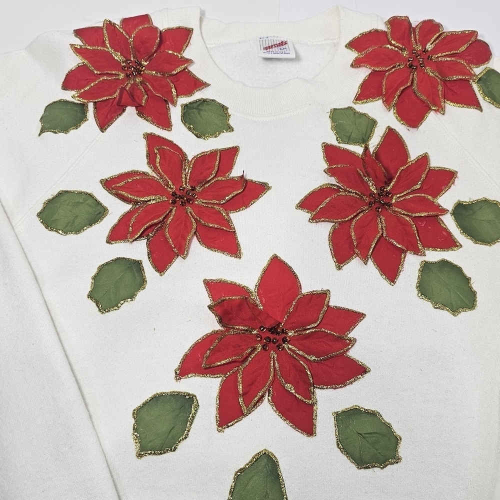 Jerzees White Sweatshirt with Red and Blue Accents - Picture 11 of 14